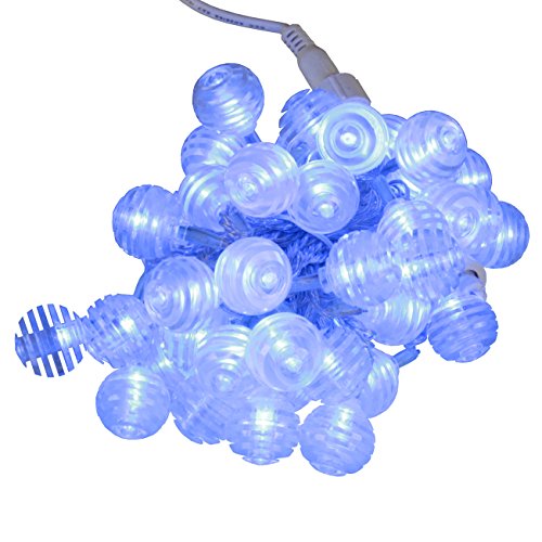 LED-Highlights Party-Lichterkette Rillen Kugel 6,5 m 50 LED blau Außen IP44 Strom Partybeleuchtung Sommer Deko Balkon Garten von LED-Highlights
