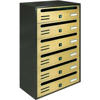 Led Leds - horizontale eigentumsbriefkasten. mod. gusseisen- und goldfarbiger würfel 6 plätze -C6RO von ALUBOX