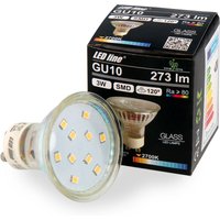 Led Line - 10x GU10 3W led Leuchtmittel Warmweiß 2700K 273 Lumen Spot Strahler Einbauleuchte Energiesparlampe Glühlampe von LED LINE