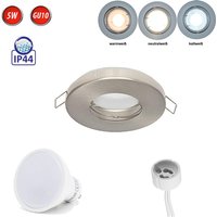 LED Line IP44 Deckenleuchte Einbaurahmen Wasserdicht Einbaustrahler Lampe Spot Einbau Leuchte Rund Satin aus Aluminium mit GU10 Fassung 5W von LED LINE