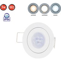 LED Line IP44 Einbaustrahler Set GU4 MR11 Leuchte Spot Einbaurahmen Wasserdicht Lampe Rund Weiß aus Aluminium mit GU5.3 Fassung 3W Leuchtmittel von LED LINE