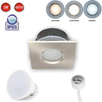 Led Line - IP65 Deckenleuchte Einbaurahmen Wasserdicht Einbaustrahler Lampe Spot Einbau Leuchte Eckig Satin aus Aluminium mit Fassung GU10 5W von LED LINE