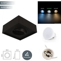 Deckenleuchte cubo midi Aufbaustrahler Lampe Unterputz Leuchte Strahler Schwenkbar 45° Eckig Schwarz aus Aluminium mit Fassung GU10 5W Leuchtmittel von LED LINE