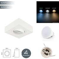 LED line Deckenleuchte CUBO MIDI Aufbaustrahler Lampe Unterputz Leuchte Strahler Schwenkbar 45° Eckig Weiß aus Aluminium mit Fassung GU10 5W von LED LINE