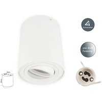 Deckenleuchte rollo Aufbaustrahler Lampe Aufputz Leuchte Strahler Schwenkbar 45° mit GU10 Fassung 230V Rund Weiss aus Aluminium ohne Leuchtmittel von LED LINE