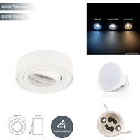 Led Line - Deckenleuchte rollo midi Aufbaustrahler Lampe Unterputz Leuchte Strahler Schwenkbar 45° Rund Weiß aus Aluminium mit Fassung GU10 5W von LED LINE