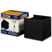 Ledom Außenwandleuchte cube led 2x3W (6W) 3000K Warmweiß 450lm IP54 Wasserdicht Strahler Up Down Würfel Lampe für Außen & Innen Schwarz von LED LINE