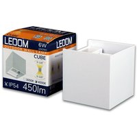 Ledom Außenwandleuchte cube led 2x3W (6W) 4000K Neutralweiß 450lm IP54 Wasserdicht Strahler Up Down Würfel Lampe für Außen & Innen Weiß von LED LINE
