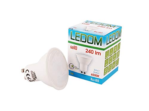 3 Stück LEDOM GU10 3W SMD LED Leuchtmittel Warmweiß 3000K 240 Lumen 220-240V Ø50 Spot Strahler Einbauleuchte Energiesparlampe Glühlampe Transparent von LED-Line