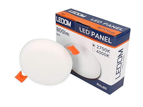10 Stück LEDOM Rahmenloses LED Panel Beleuchtung Einbauleuchte Spot 8W, 90mm Durchmesser 800lm, 2700K Warmweiß Deckenleuchte Rund von LED-Line
