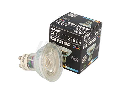LED-Line 10x GU10 5W LED Leuchtmittel 50° SMD 2700K Warmweiß 410 Lumen Spot Strahler Einbauleuchte Energiesparlampe Glühlampe von LED-Line