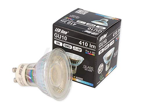 1x LED Line GU10 5W LED Leuchtmittel 50° SMD 4000K Neutralweiß 410 Lumen Spot Strahler Einbauleuchte Energiesparlampe Glühlampe von LED-Line