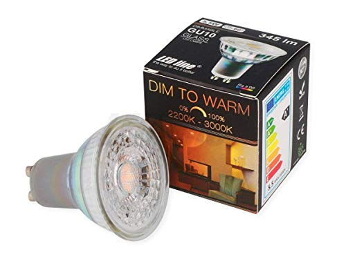 5 Stück LED 5,5W GU10 Leuchtmittel 345 Lumen Spot Strahler Einbauleuchte Energiesparlampe Glühlampe 2200-3000K Warmweiß Dimmbar 220-240V von LED-Line