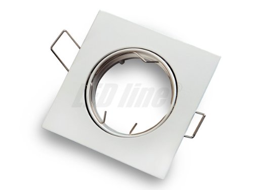 LEDLine Einbaustrahler, LED und Halogen GU10 MR16 Einbauspot Spot Quadratisch Metall Weiss 45° ideal für LED Lampen + MR16 Fassung von LED-Line