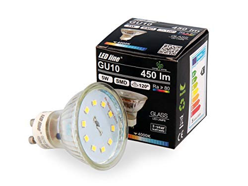 LED Line 3x GU10 5W LED Leuchtmittel Neutralweiß 4000K 450 Lumen Spot Strahler Einbauleuchte Energiesparlampe Glühlampe von LED-Line