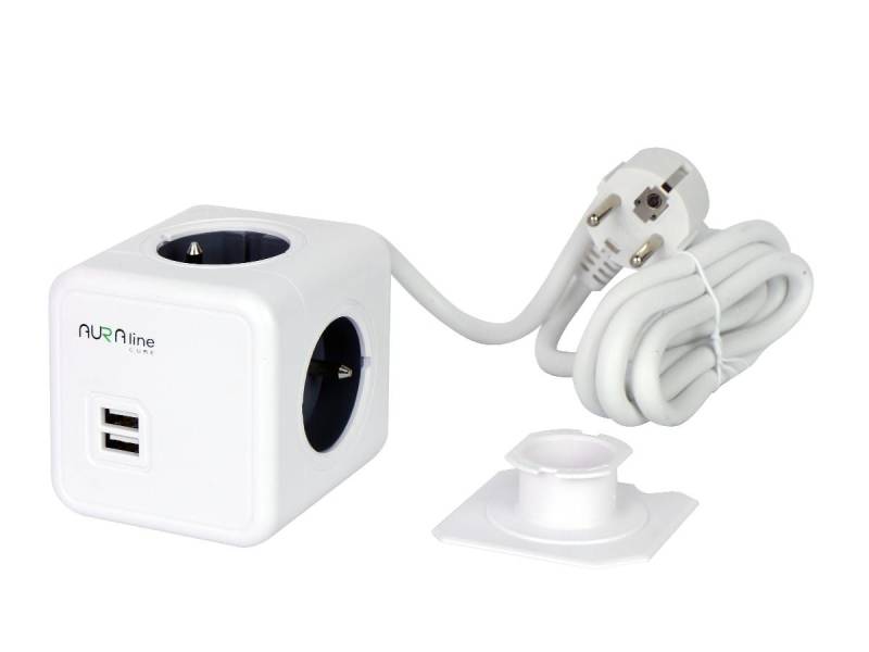 LED-Line AURA line CUBE Adapter 4/5-fach Steckdose Steckdosenleiste (Kabellänge 1.5 m) von LED-Line