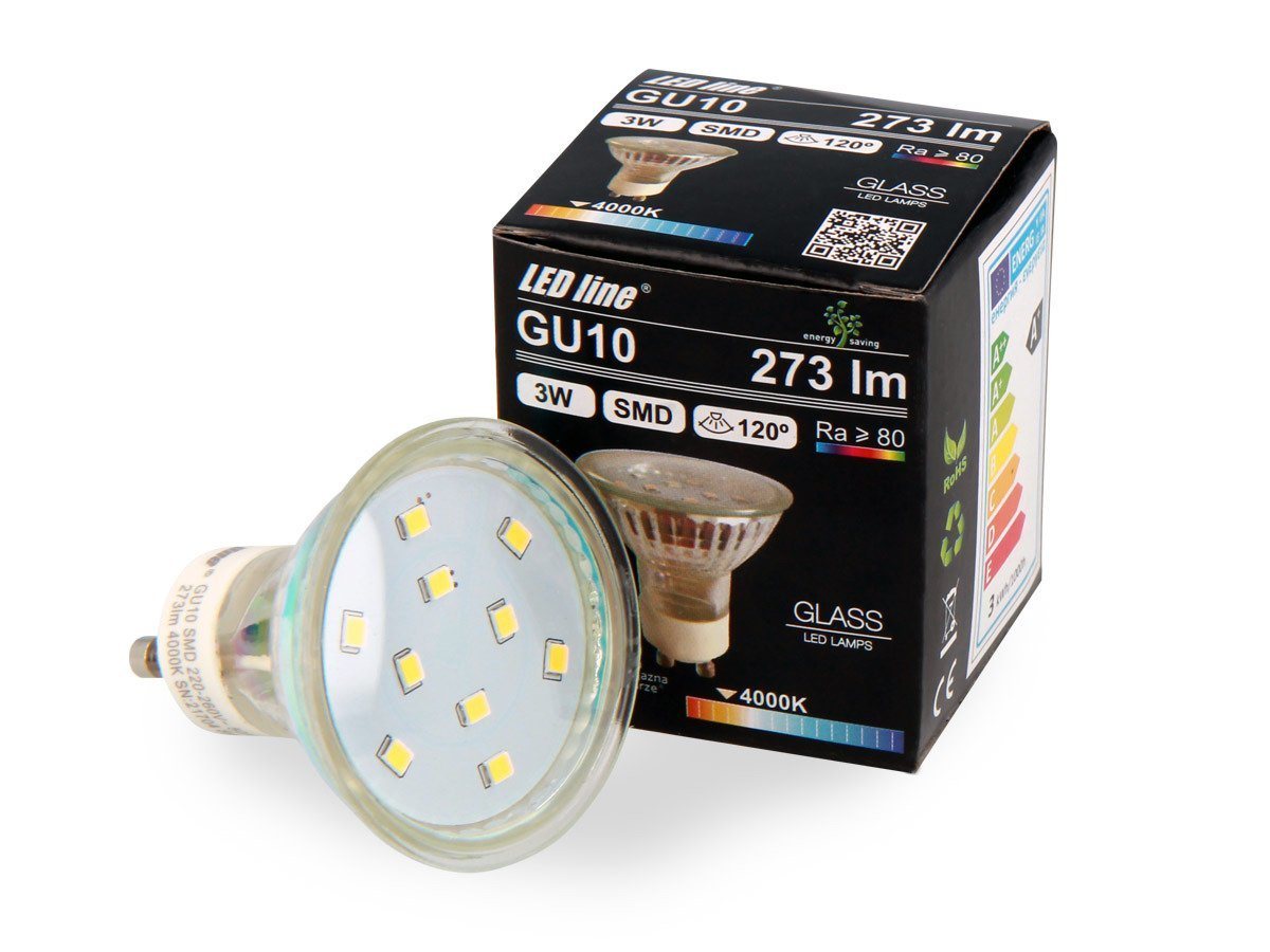 LED-Line LED-Leuchtmittel GU10 3W LED Leuchtmittel Neutralweiß 4000K 273, 3 St. von LED-Line