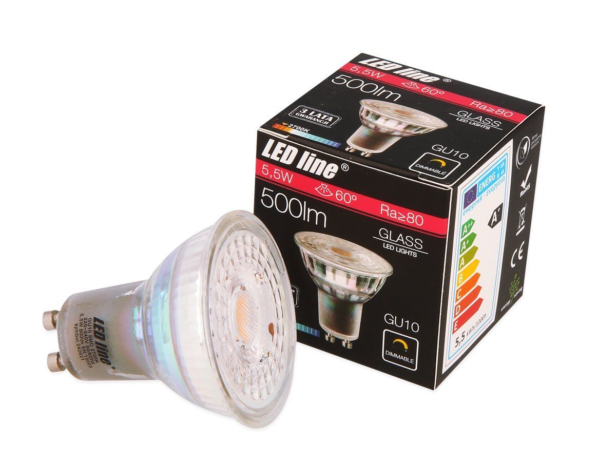 LED-Line LED-Leuchtmittel GU10 5,5W LED Leuchtmittel 500 Lumen Spot Strahler Einbauleuchte, 5 St. von LED-Line