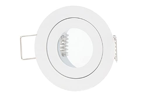 LED Line IP44 Einbaustrahler Set GU4 MR11 Leuchte Spot Einbaurahmen Wasserdicht Lampe Rund Weiß aus Aluminium mit GU5.3 Fassung 3W Leuchtmittel Neutralweiß von LED-Line