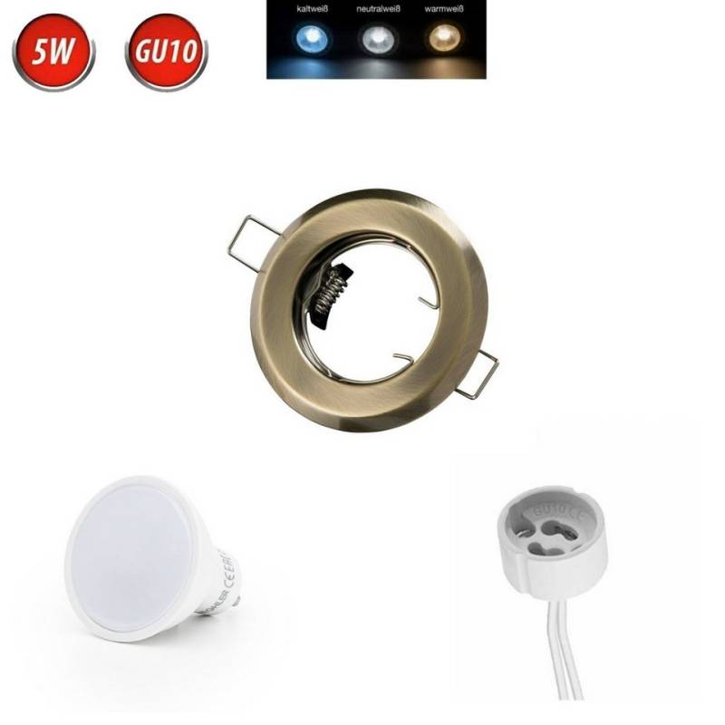 LED-Line LED Einbaustrahler Einbaustrahler GU10 MR16 Einbaurahmen Ø60mm Lochdurchmesser, inkl. LED Leuchtmittel Warmweiß von LED-Line