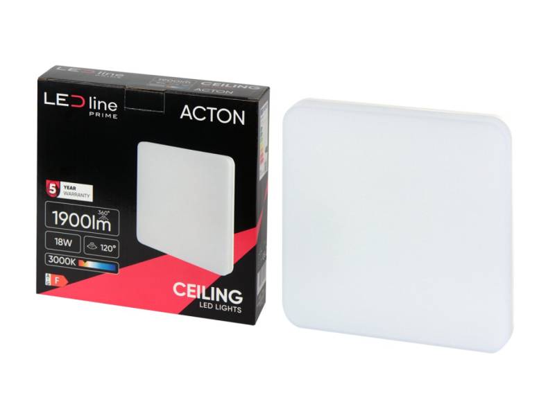 LED-Line LED Einbaustrahler LED line ACTON Deckenleuchte 18W eckig 1900lm IP54 120° Warmweiß 3000K, Ja, Warm, IP54 von LED-Line
