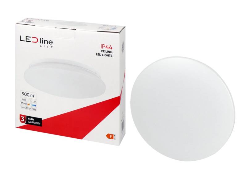 LED-Line LED Einbaustrahler LED line LITE PLAFON Deckenleuchte 12W rund 900lm IP44 120° Warm 3000K, Ja, Warm, IP44 von LED-Line