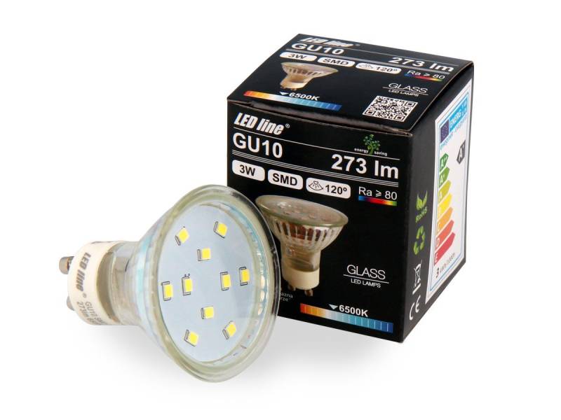 LED-Line LED-Leuchtmittel GU10 3W LED Leuchtmittel Kaltweiß 6500K 273, 3 St. von LED-Line