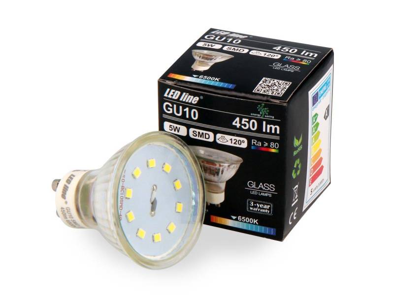 LED-Line LED-Leuchtmittel GU10 5W LED Leuchtmittel Kaltweiß 6500K 450, 5 St. von LED-Line