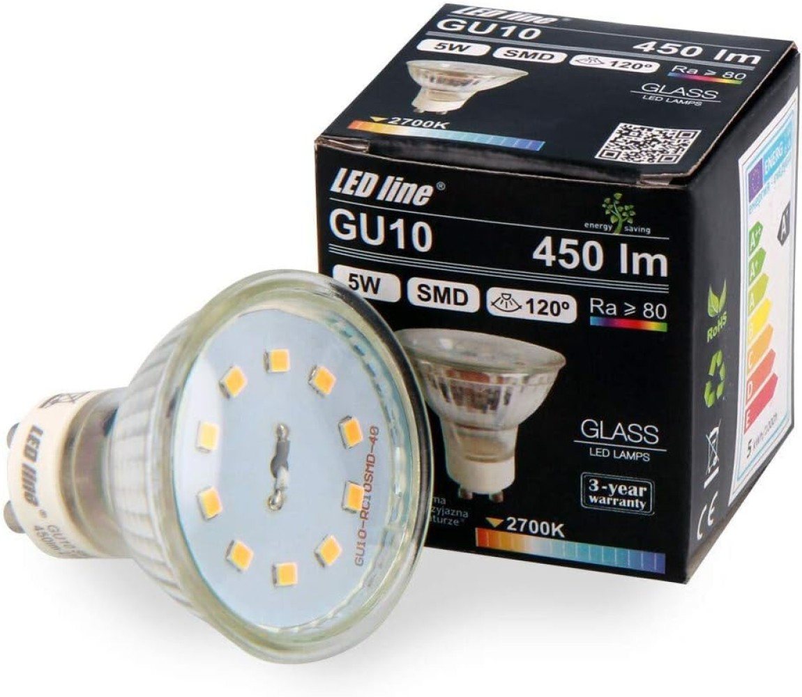 LED-Line LED-Leuchtmittel LED GU10 5W = 50W Reflektor 450lm 120° Glas 220-260V Warmweiß 2700K, GU10, Warmweiß LED-Line LED-Leuchtmittel LED GU10 5W = 50W Reflektor 450lm 120° Glas 220-260V Warmweiß 2700K, GU10, Warmweiß von LED-Line