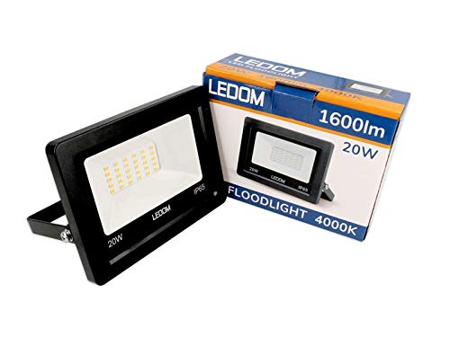 LED Strahler LEDOM 20W LED Scheinwerfer Superhell 1600LM Strahler Außen 4000K Neutralweiß Fluter IP65 Wasserdicht Flutlicht Außenstrahler für Sportplatz Garage Garten Hinterhof von LED-Line