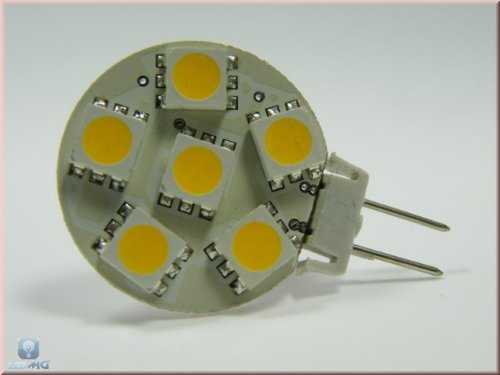 GY6,35 SMD 6x 3-Chip Modul Stiftsockel Scheibe warm weiss 10-30V 96lm von LED-MAX