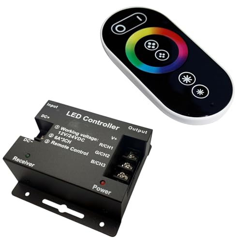 12V - 24V RGB Empfänger + Fernbedienung LED Controller Funk Regler Touch Dimmer Steuergerät von LED-Mafia
