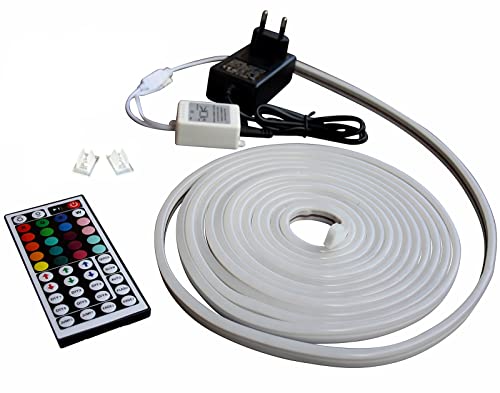 12V LED RGB Streifen mit 220V-240V Netzstecker Stripe Licht Unterbankbeleuchtung Saunabeleuchtung Bad Küche Saunalampe (Set mit Halteklammern, 2m - m/29,99€) von LED-Mafia