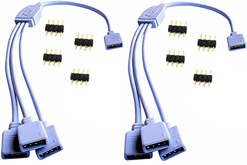 2 Stück RGB LED Y Verteiler Kabel 4 polig 1 zu 3 LED Strip Pin RGB 5050 3528 2835 LED Steifen Verbinder Band Eckverbinder Stecker Stripe Anschlusskabel (2) von LED-Mafia