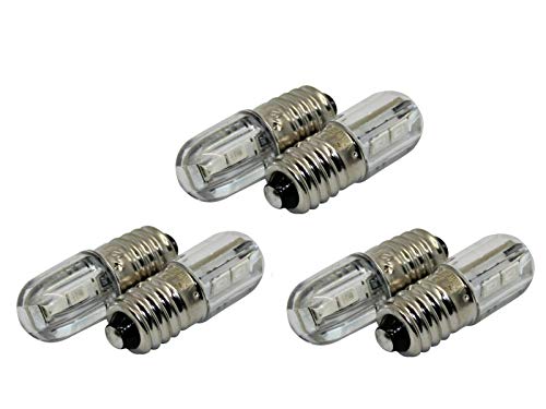 6x Schraubsockel E10 LED - Ersatz Beleuchtung kaltweiß weiß Sparlampe - 6V von LED-Mafia