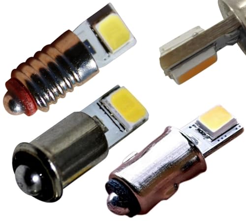 9x LED Leuchtmittel 10-24V MS4 / BA5S / E5.5 Fassung weiß Modellbahn Volt Glühbirne AC DC bei ca. 30 Lumen (kaltweiß, MS4) von LED-Mafia