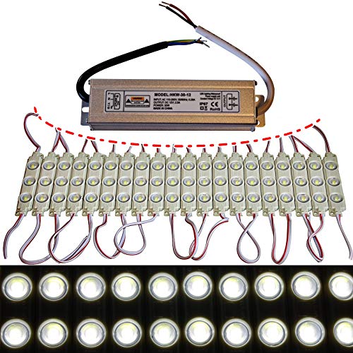 LED Module +- Netzteil - Tageslicht weiß 6500K - 12V - 3x 5730 SMD (20x mit Netzteil) von LED-Mafia