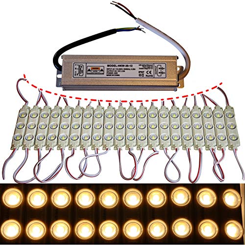 LED Module +- Netzteil - warmweiß 3000K - 12V - 3x 5730 SMD Chip Injektion Licht (20x mit Netzteil) von LED-Mafia