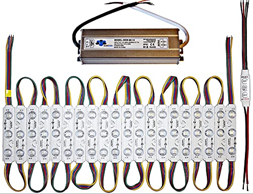 RGB LED Module +- Netzteil - warmweiß 3000K - 12V - 3x 5730 SMD Chip Injektion Licht (50x mit Netzteil) von LED-Mafia