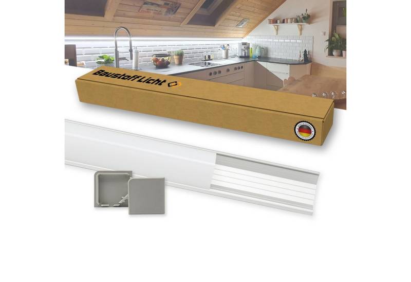 LED Profilelement Profil E45 Alu Eckprofil mit Endkappen (311.02, 4-St., E30 Aluprofil + 90 Grad Lichtstreuabdeckung + 2 Endkappen) von LED Profilelement