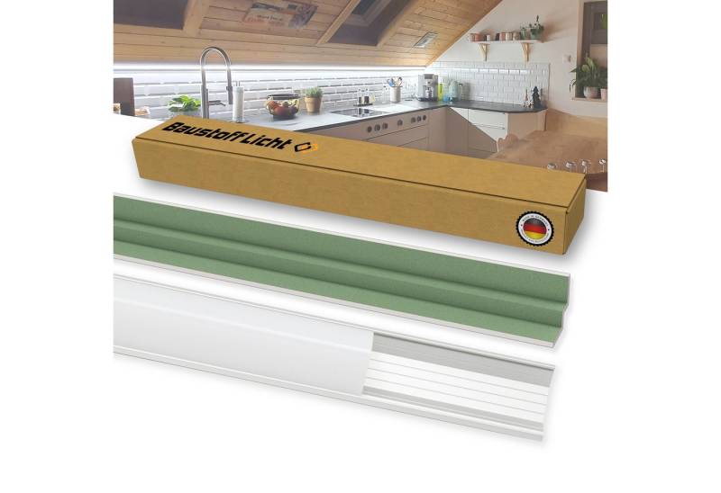 LED Profilelement Profil E45 Aluprofil mit Lichtstreuabdeckung und Gipsformteil (311.03, 3-St., E45 Aluprofil + 90 Grad Lichtstreuabdeckung + Gipsformteil) von LED Profilelement