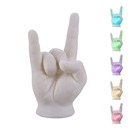 VERDOBA Deko LED Rock-Faust Akku Lampe - Metal Hand Zimmer Dekoration mit 5 wechselnden RGB Farben - ca. 10 x 17 x 7 cm (B x H x T) Dekoration Wohnzimmer Batteriebetrieben von VERDOBA