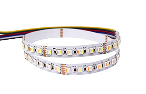 LED TRADING 5m LED Streifen hochwertig mit 96 LEDs pro Meter 5in1 Chip RGB+CCT WRGBWW (2500K bis 6500K) RGB, WW und CW in einer LED 24V 32,6W/m von LED TRADING