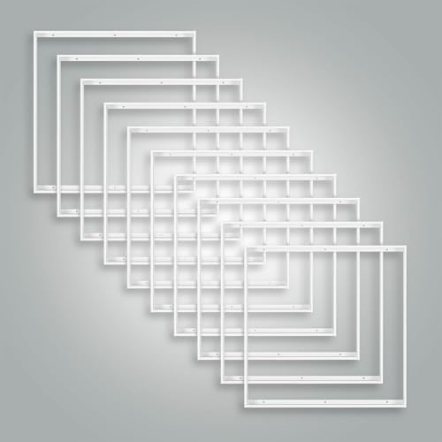10x Aluminium Aufbaurahmen 62,5x62,5cm weiß für Aufbau-Montage eines LED Panels 62x62cm Rasterleuchte Einlegeleuchte Deckenleuchte 628x628x43mm von LED Universum