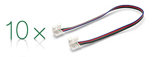 10er Set: 4 pol Verbinder mit Klippbefestigung | Schnellverbinder für RGB LED Streifen Stripes (30cm) von LED Universum