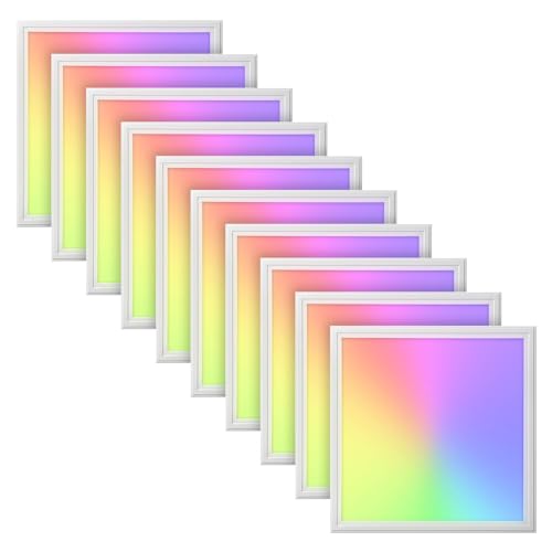 10x LED Panel 62x62cm 2800-6500K 4200lm RGB+CCT Farbsteuerung & dimmbar über Fernbedienung Einbau Rasterleuchte Einlegeleuchte Deckenleuchte Odenwalddecke OWA 620x620x12mm von LED Universum