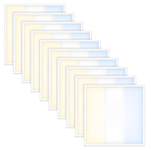 10x LED Panel 62x62cm 40W 3CCT warm-/neutral-/tageslichtweiß 3000/4000/6500K 5300lm 130 Lumen/Watt flimmerfrei Einbau Rasterleuchte Einlegeleuchte Deckenleuchte Odenwalddecke OWA 620x620x27mm von LED Universum