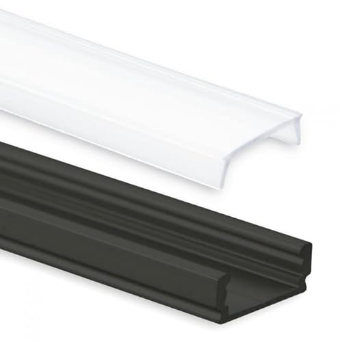 1m Aluminium Profil für LED Streifen 17 x 7 mm in schwarz incl. Abdeckung in opal weiß von LED Universum