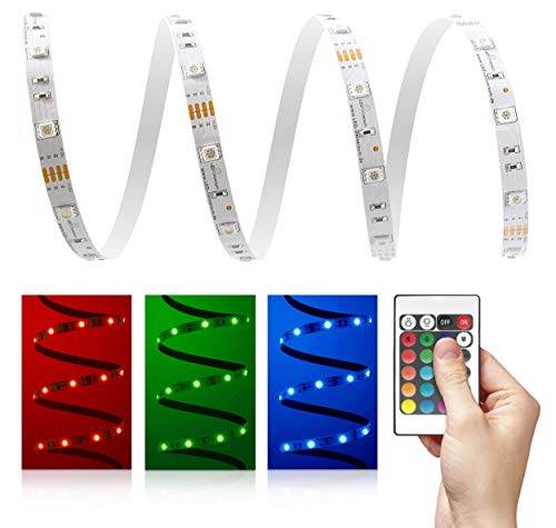 2 Meter RGB LED Streifen Set (30 LED/m, IP20) inkl. Controller, 24 Tasten Fernbedienung und 3 A Netzteil von LED Universum
