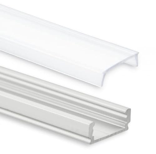 2m Aluminium Profil für LED Streifen 17 x 7 mm in silber incl. Abdeckung in opal weiß von LED Universum